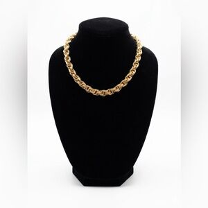 Vintage Gold Tone Rope Link Choker Necklace